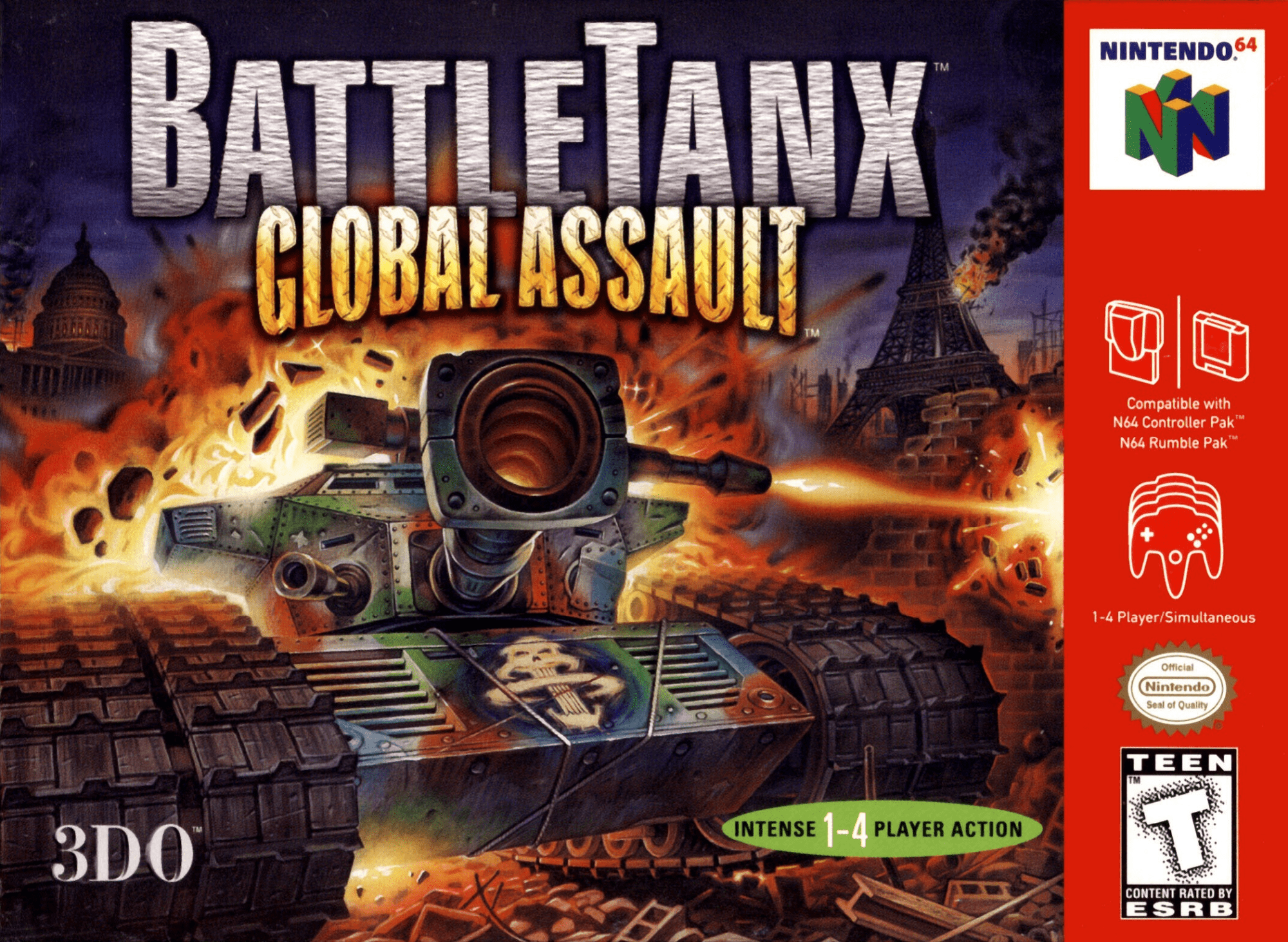Battletanx Global Assault box art for Nintendo 64